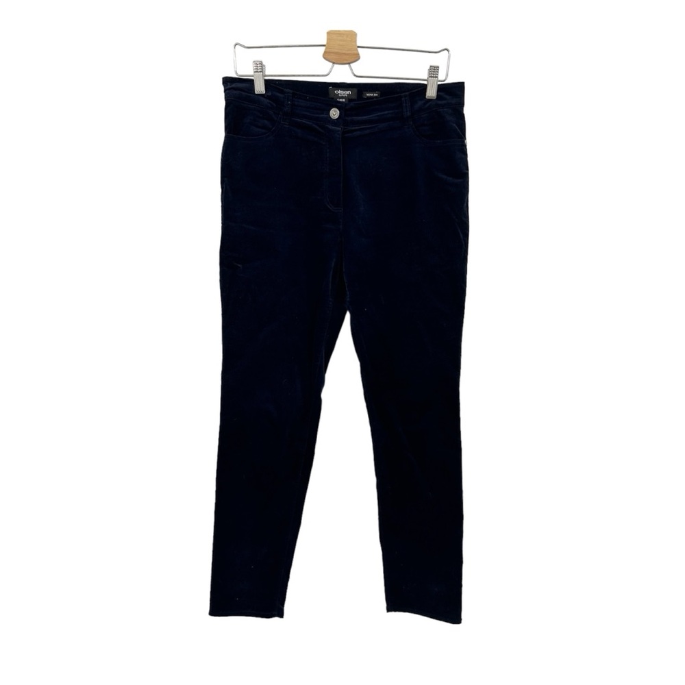 Olsen Europe Mona Slim Dark Blue Cotton Velvet Pants